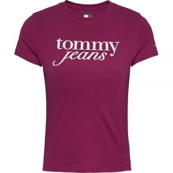 Tommy Jeans Camiseta Mujer Slim Fucsia con Logotipo