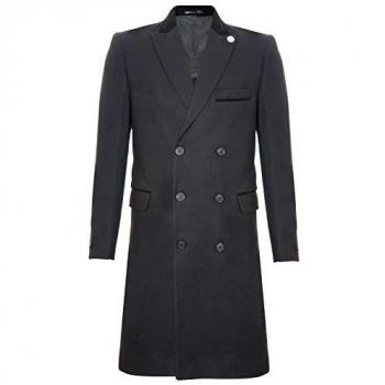 Herren Peaky Blinders Wollmantel 3/4 Schwarz