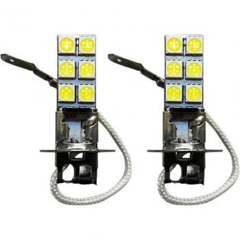 Bombilla de faro H3 para vehículos, luz antiniebla LED blanca, 55W, 12V, 6000K, 2 bombillas
