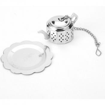 Praktische 304‑Edelstahl‑Teeinfusionstasse mit Kräuterfilter und Tablett