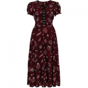 Hell Bunny Doomed Kleid mit langen Ärmeln