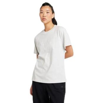 Top New Balance con Logo Embossed, Manica Corta, Bianco Puro – M