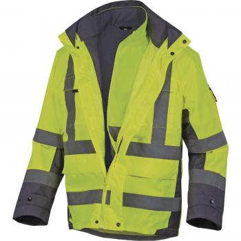 Parka Delta Plus 4-en-1 Tarmac Haute Visibilité Polyester Jaune Fluorescent – Gris, Modèle D020tarmajg S34/36