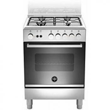 La Germania FTR664EXV Cucina Gas 4 Fornelli con Forno Elettrico da 60 cm Nero, Acciaio inossidabile