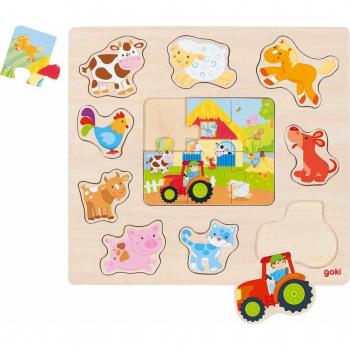 Goki Holzpuzzle Bauernhoftiere