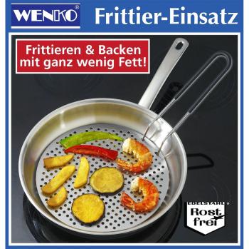 Maximex Frittierkorb, Edelstahl, hitzeabweisender Silikongriff, spülmaschinenfest, Maße: 24 x 14 x 42 cm
