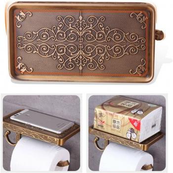Carved Zinc Alloy Bathroom Towel Rack and Paper Holder