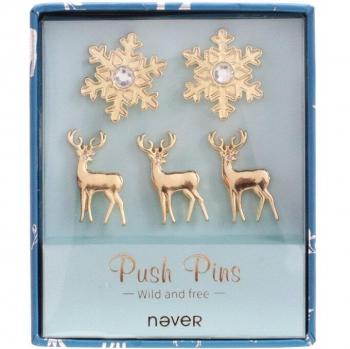 Rose Gold Elk and Snowflake Office Decor Pins