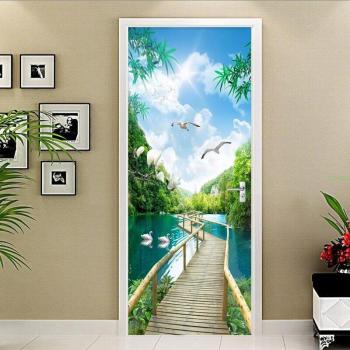 Autocollant décoratif pour porte en PVC