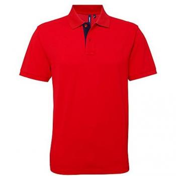 Polo Rojo/Blanco Asquith & Fox para Hombre 2XL