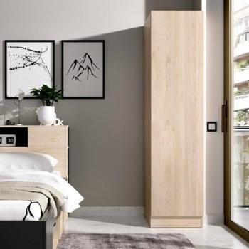 Armoire Cusna Dmora 1 Porte Simple Cintre pour Chambre 41x52h184 cm Chêne
