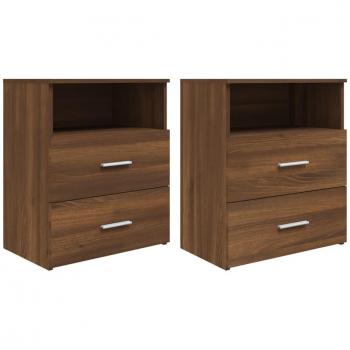 Set 2 Nachttische Braun Eichen-Optik 50x32x60 cm