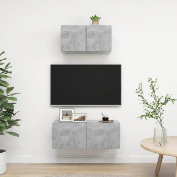 TV-Schrank-Set Betongrau aus Holzwerkstoff