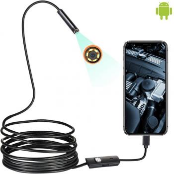 Adjustable Mini Endoscope Camera 1/1.5/2M 7MM with 6 LEDs, IP67 Waterproof for Windows, Macbook, PC, Android