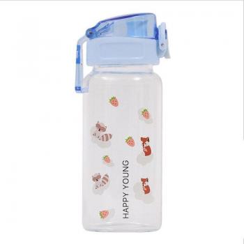Tragbare Glasflasche für Wasser/Milch, mattes Außendesign mit Alpakamuster