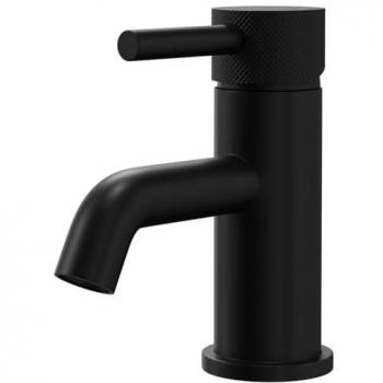 Single‑Handle Mini Basin Tap – Dark Matte Finish with Knurled Brass Spout