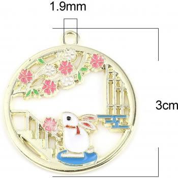 Chinesische Emaille Kaninchen Anhänger, 10 Stück, für Schmuckdesign