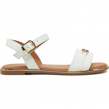 Sandali Tommy Hilfiger con fascia anteriore e logo in metallo bianco