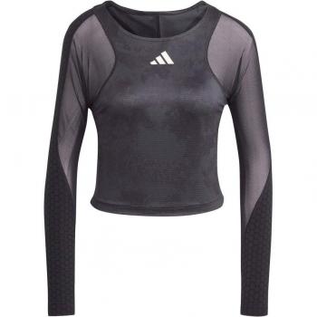 Dunkelgraues Damen Crop Longsleeve von adidas Paris