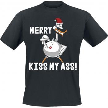 T‑shirt court « Merry Kiss My Ass » – Noir – Gamme de tailles S à XXL