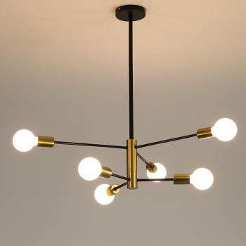 Lustre Noir 6 Lumières E27 Angle Réglable