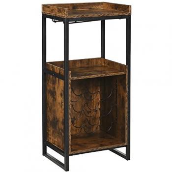 Homcom Casier à vin design industriel support verres à vin intégré Marron 52x113x40cm