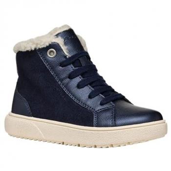 Zapatillas altas para niña GEOX Theleven, color azul marino oscuro, con forro cálido y cómodo