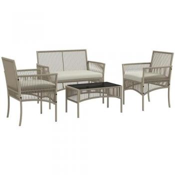 Suite Jardin 4 Places – Style Colonial, Resine Rotin Taupe