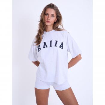 Kaiia Oversized T-Shirt – Navy & Marl (Grey)