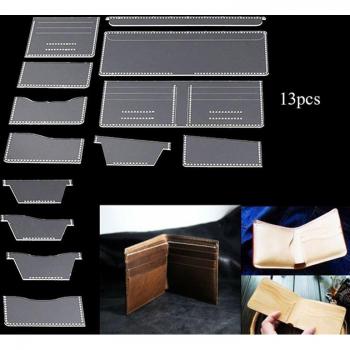 13-Piece Leather Wallet Sewing Pattern Stencil Set