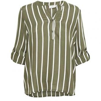Kaffe 3XL Women's Long Sleeve Green Stripe Top