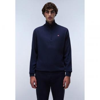 Napapijri Men's Damavand Navy Blue Half-Zip Sweater, Size S