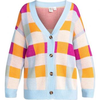 Cardigan Blu Roxy Small Slow Checkerboard Regolare Fit