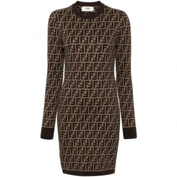 Fendi Short Cotton Dress with FF Motif