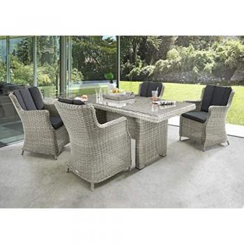 Garten-Essgruppe LUNA von Destiny, 4 Sessel und Tisch, inkl. Auflagen, Polyrattan