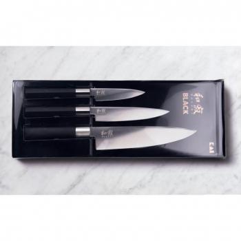 Ensemble de 3 couteaux Kai Wasabi Black