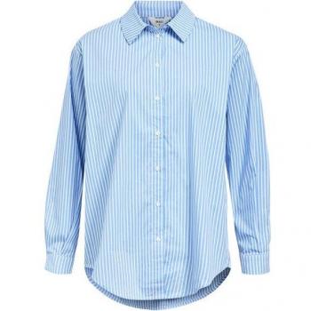 Camicia lunga blu Cornflower con righe bianche numero 34