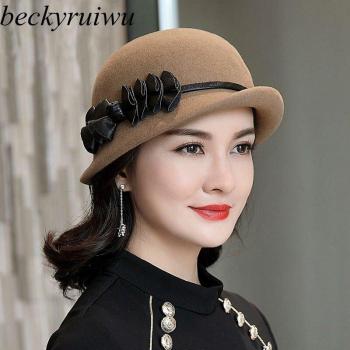 2022 Winter Women's Felt Fedora Hat with Asymmetric Brim 55-58cm