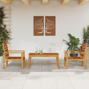 Solid Wood Acacia 3-Piece Garden Lounge Set from Vidaxl