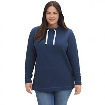 Sheego Sweatshirt Große Größen, Waffelpiqué, Tunnelzug, indigo meliert, Gr. 48/50