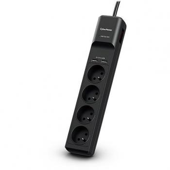 CyberPower Tracer III P0420SUD0-FR Supresor de Sobretensiones Negro, 4 Salidas AC, 200