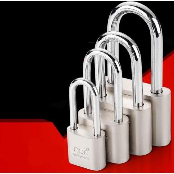 Stainless Steel Heavy Duty Padlock with Anti-Cut Feature, 4 Keys for Warehouse