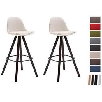 CLP 2er Barhocker Set Franklin, creme, eckiges Gestell Cappuccino
