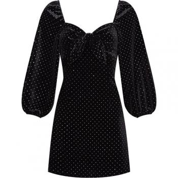 YIGELILA Above-Knee Black Velvet Dress