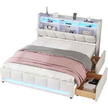 Lit Design MODFU 90x200 cm avec Éclairage et Rangement