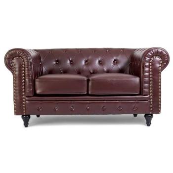 Brown Chesterfield Leather Twin Seat Lounge