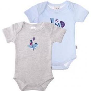Liliput Baby-Bodies Be kind grau-melange/blau gestreift (2-tlg) mit Druckknöpfen