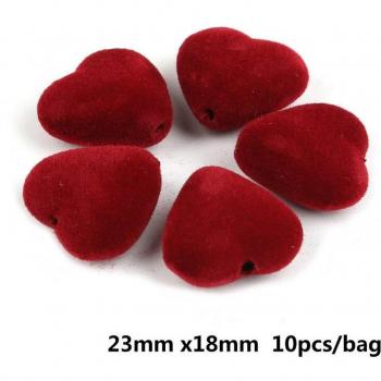 23x18mm Heart Acrylic Velvet Beads for Crafting and Sewing Accessories