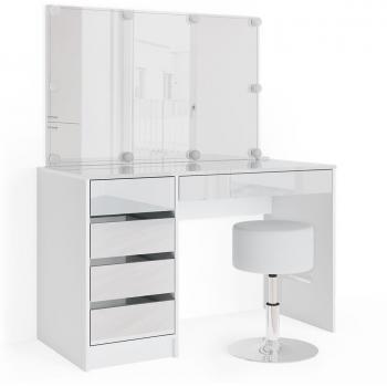 Tavolo da Toeletta Sherry 55 cm – Bianco con Sgabello LED