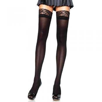 Nylon Thigh Highs with Decorative Lace Top